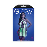 Neon Green Glow-Powered Bodystocking & G-String Set Body Stockings